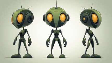 Obraz premium Cute robot on simple background