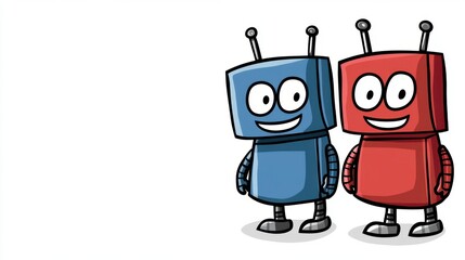 Fototapeta premium Cute robot on simple background