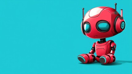 Fototapeta premium Cute robot on simple background
