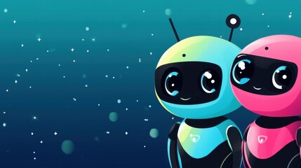 Naklejka premium Cute robot on simple background