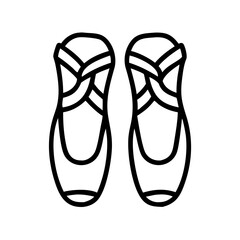 ballet slippers icon, dance day line art, dance icon - simple black line art icon of ballet slippers, for dance day celebrations. dancer vector art. © Waliul