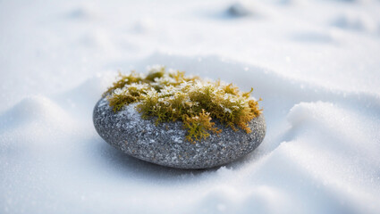 Winter Growth - Lichens on a Frozen Stone