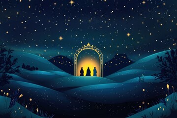 Three Kings Day Celebration Online Generative AI Banner Cartoon Style Epiphany Magic Night