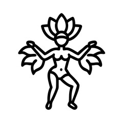 samba dancer icon, dance day line art, dance icon - simple black line art icon of samba dancer, for dance day celebrations. dancer vector art.