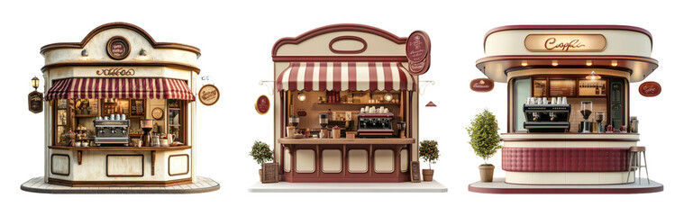 Obraz premium Charming Coffee Shop Facades with Transparent Background