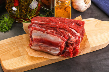 Raw beef ribs for cooking