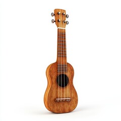 Obraz premium Classic wooden ukulele on white background highlighting musical elegance