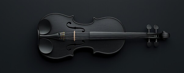 Elegant black violin in a minimalistic and striking design on dark background
