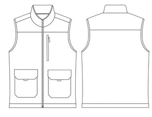 Modern vest  Jacket vector illustration with zipper front and back view © GD TAWHIDUL