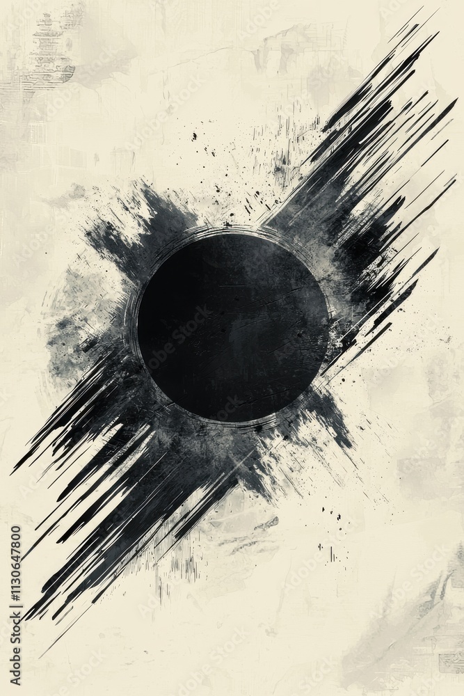 Poster abstract card back design featuring intricate monochrome shapes and patterns