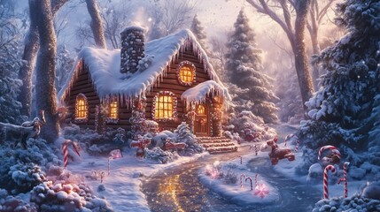 Christmas gingerbread house, illustration
