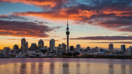 Fototapeta premium city skyline at sunset