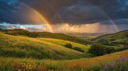 rainbow over the mountains