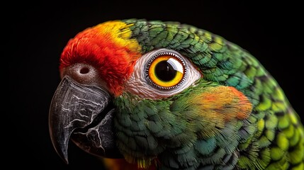 Close-Up of a Colorful Parrot's Eye. AI generated illustration