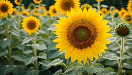Obraz premium Sunflower field in summer.