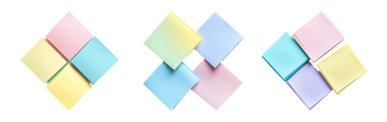 Colorful Sticky Notes on Transparent Background