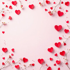 Happy valentine's day background with hearts and flowers, space for text