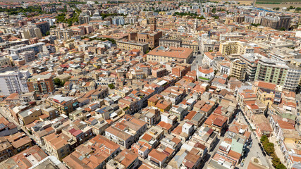 Fototapeta premium Aerial view of buildings and houses in the historic center of Foggia, Puglia, Italy.