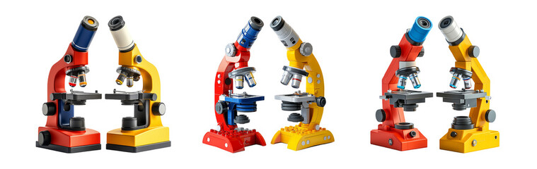 Fototapeta premium Colorful Microscopes on Transparent Background