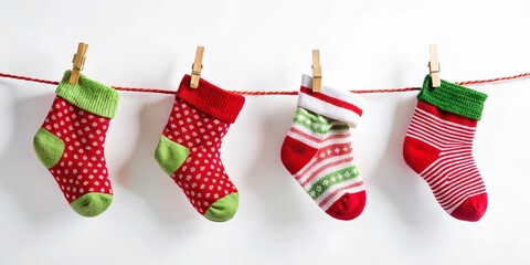 Minimalist Christmas Stockings Silhouette, Holiday Socks, White Background, Festive Design, Christmas Decoration, Simple