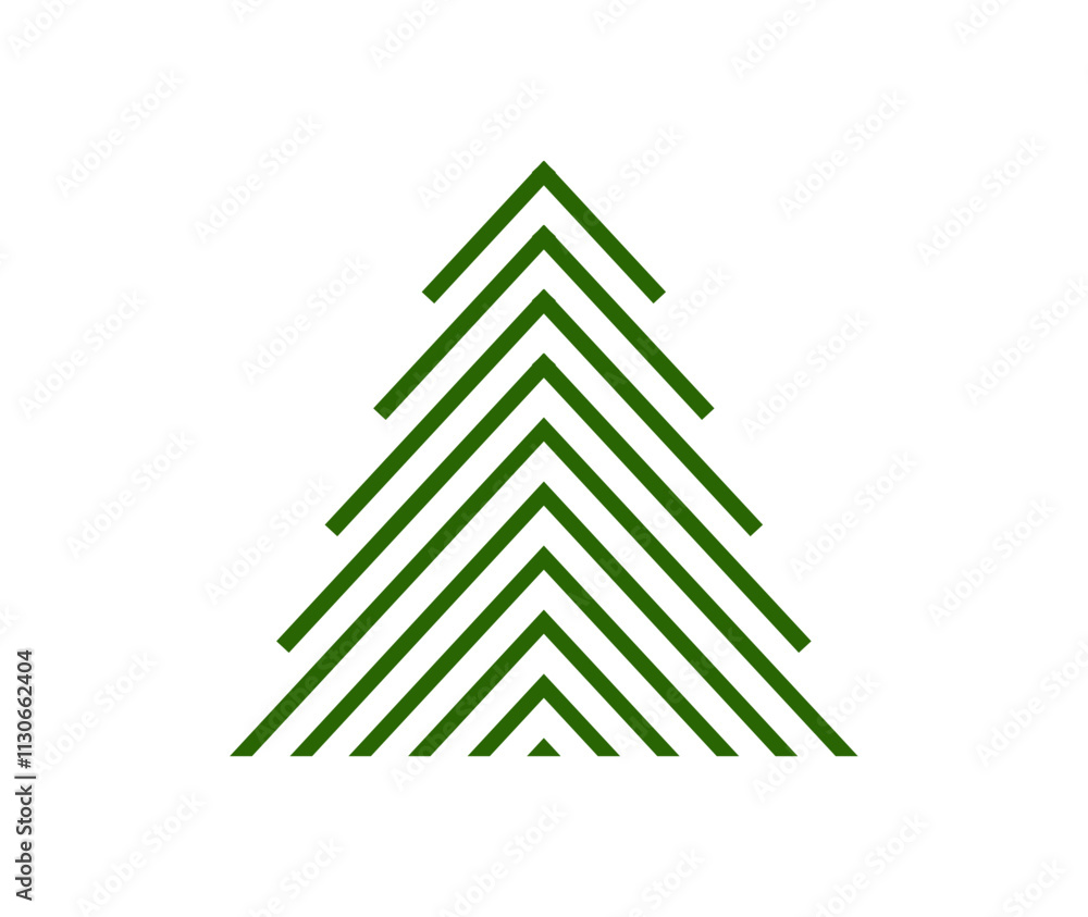 Wall mural christmas tree icon, geometric abstract shape symbol. vector illustration.