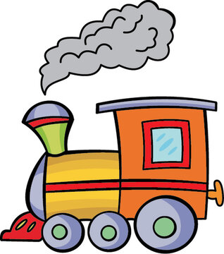 recommend clip art: Cute steam train locomotive. Coloring page and colorful clipart character. Cartoon design for t shirt print, icon, logo, label, patch or sticker. Vector illustration.