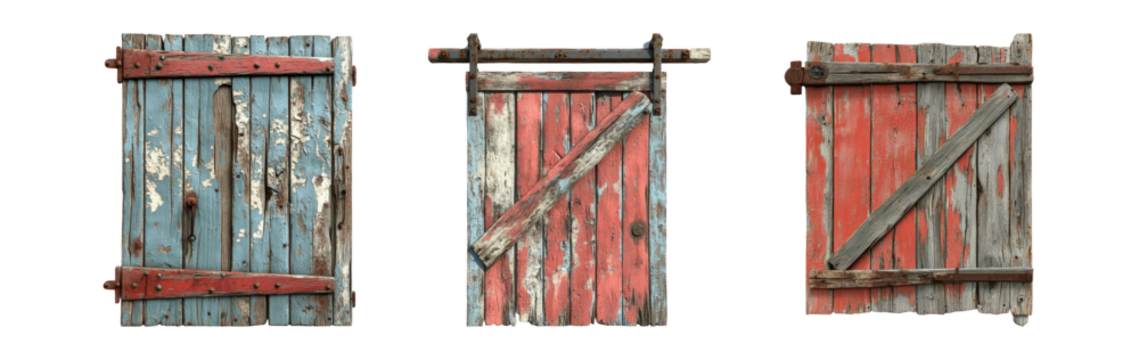 Three Vintage Wooden Doors with Rustic Colors