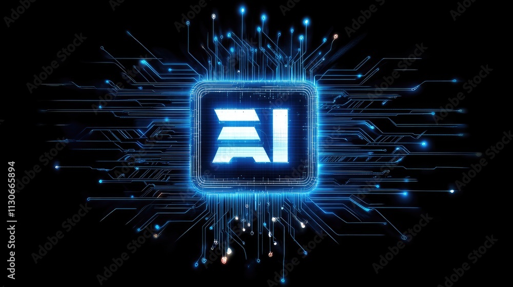 Poster futuristic circuit board design with artificial intelligence concept