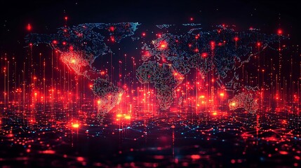 Glowing Digital World Map Depicting Global Business Networking and Trade Connections