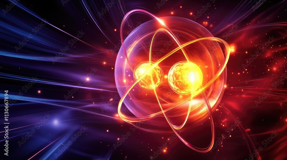 Poster abstract visualization of atomic structure with energy effects