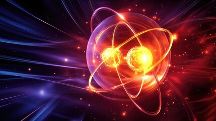 Obraz premium Abstract Visualization of Atomic Structure with Energy Effects
