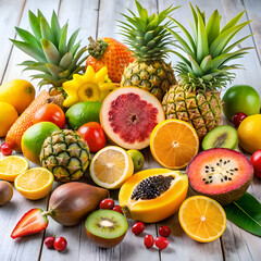 A vibrant assortment of fresh fruits. perfect for a healthy and delicious snack.