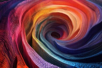 Pulsating waves of energy spiraling outward in vibrant hues, visualizing dynamic movement and vitality