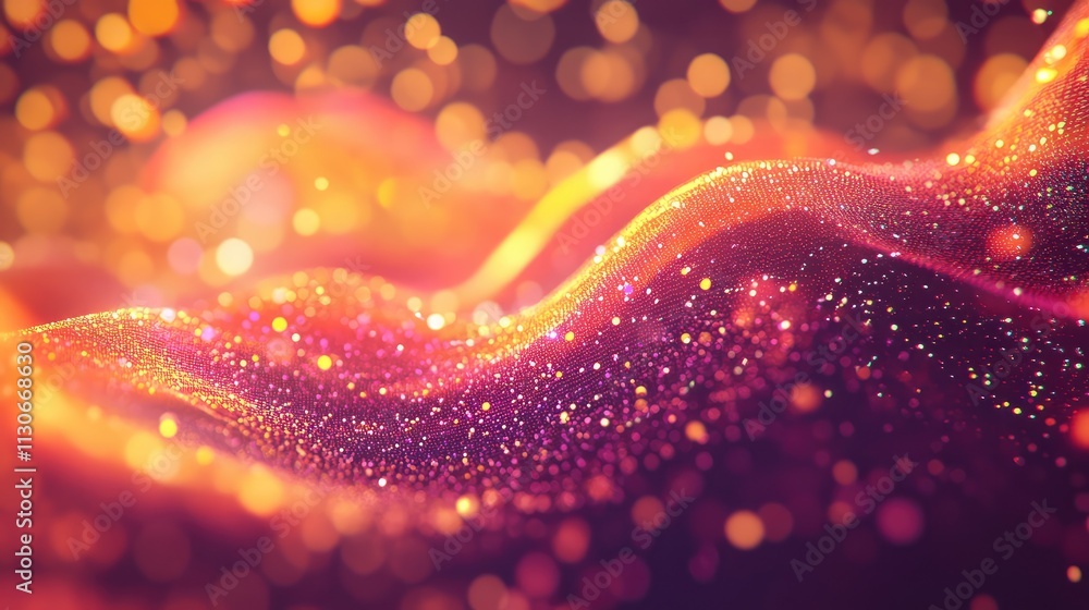 Poster abstract colorful waves with glittering bokeh effect and light
