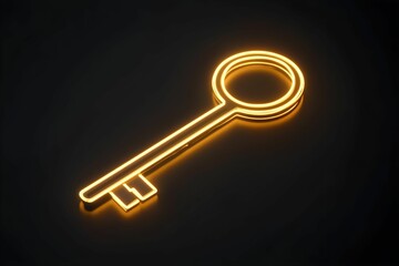 klucz, bezpieczeństwo, nowoczesny, minimalistyczny, blask, futurystyczny, symbol, złoty, neon, ciemne tło, prostota, elegancja, technologia, ochrona, inspiracja, cyfrowe bezpieczeństwo, estetyka, gład