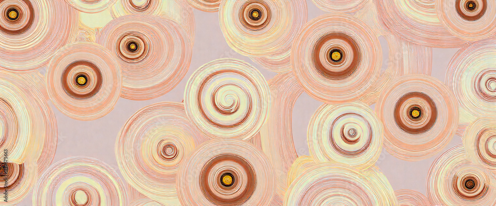 Poster a pattern of circles in various sizes and colors. the circles are arranged in a way that creates a s