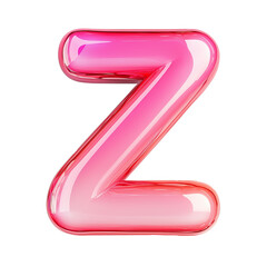  3D warm creamy baby pink glazed glossy gradient letter Z against white or transparent background 
