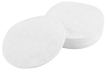 Stack cotton pads isolated on a transparent background. Completely in focus.