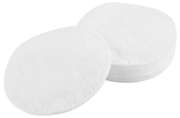 Stack cotton pads isolated on a transparent background. Completely in focus.