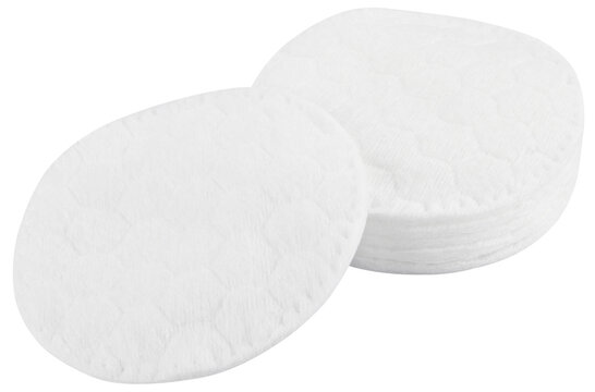 Stack cotton pads isolated on a transparent background. Completely in focus.