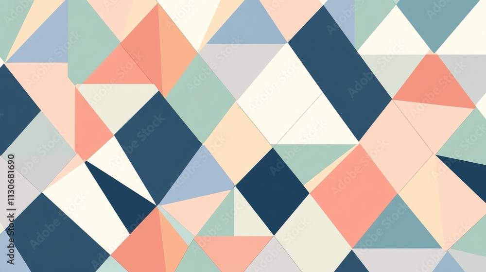 Poster geometric pattern design with soft colors and triangles