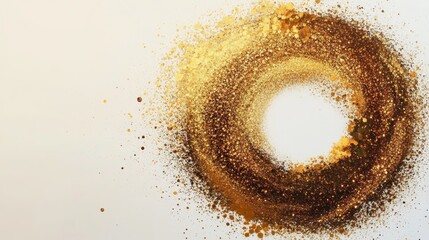 Fototapeta premium Grunge Gold and bronze glitter color circle smear painting on white Abstract glow shiny background