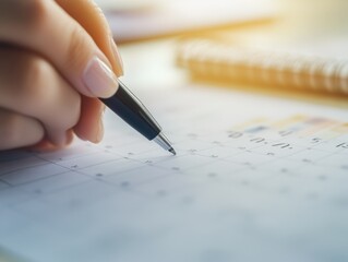 planning and organizing with a calendar and pen