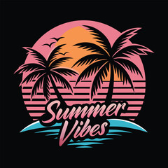 summer vibes tropical island with palm trees.