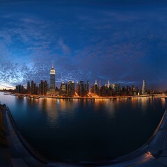 Obraz premium panoramic view of a city skyline at dusk