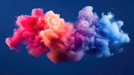 Fototapeta premium Vibrant Colorful Smoke Cloud on Dark Blue Background