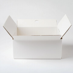 Naklejka premium Open a White Cardboard Box with Three Flaps Visible | Blank White Cardboard Box for Shipping and Storage