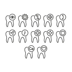 Set of teeth icons. Isolated vector illustration on white background.
