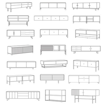 Set of drawing lines for a Table for putting things , lines art
