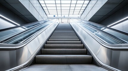 Obraz premium An escalator leading upwards in a modern building.